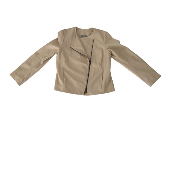 Vince Cream Lamb Leather Moto Jacket Large $995 Retail - Picture 3 of 14